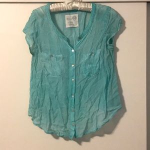 Blue tie-dye button shirt